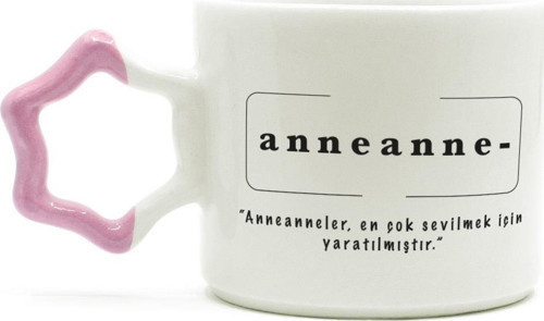 Anneanne Baskılı Pembe Kulplu Yıldız Kupa