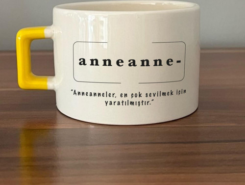 Anneanne Baskılı Sarı Kulplu C Fincan