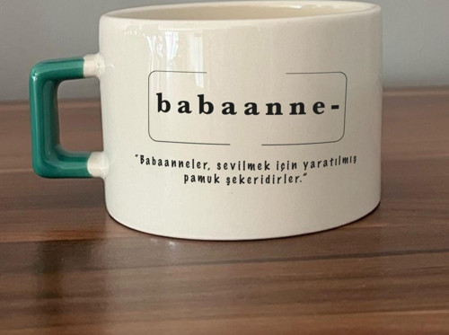 Babaanne Baskılı Yeşil Kulplu C Fincan