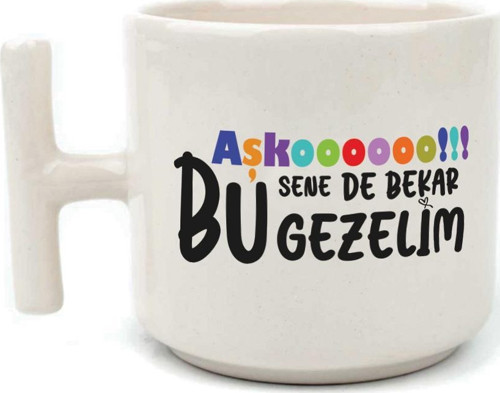 Aşkoooooo Baskılı Beyaz Kulplu T Kupa