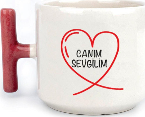 Canım Sevgilim Baskılı Kırmızı Kulplu T Kupa