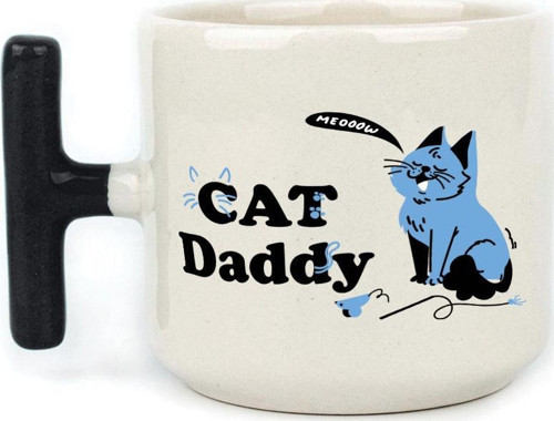 Cat Daddy Baskılı Siyah Kulplu T Kupa