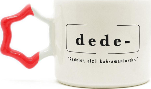 Dede Baskılı Kırmızı Kulplu Yıldız Kupa