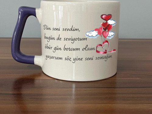 Dün Seni Sevdim Baskılı Mor Kulplu D Kupa