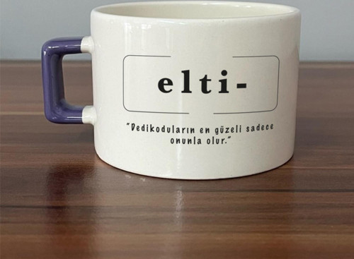 Elti Baskılı Mor Kulplu C Fincan