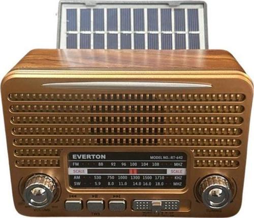Rt-642 (Solar Güneş Panelli) -Usb-Tf-Am-Fm-Sw-Blue-Connect-Tws-Usb Şarj Nostaljik Radyo