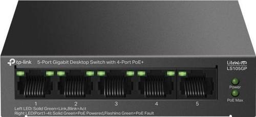 Ls105Gp 4 Port Poe+ 10-100-1000 Mbps Switch Hub Metal Kasa