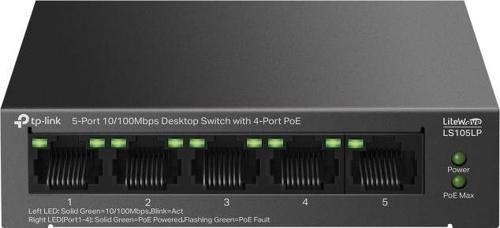 Ls105Lp 4 Port Poe+ 10-100 Mbps Switch Hub Metal Kasa