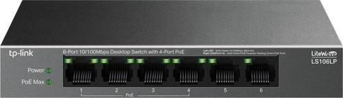 Ls106Lp 6 Port 10-100 Mbps 4 Port Poe+ 10-100 Mbps Switch Hub Metal Kasa