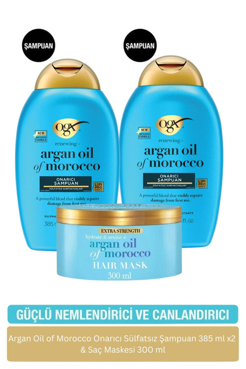 Nemlendirici Argan Oil Of Morocco Sülfatsız Şampuan X2 Sülfatsız Saç Maskesi
