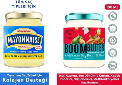 BOOM BUTTER 7 Yağ içeren Besleyici ve Nemlendirici Saç Bakım Yağı + Mayonnaise Besleyici Saç Maskesi
