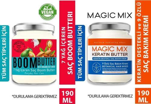 Magic Mix 9 Özlü Saç Keratin Butter +BOOM BUTTER 7 Yağ içeren Saç Bakım Yağı