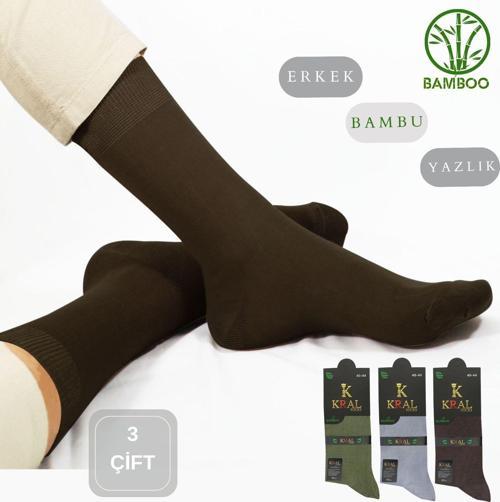 Bambu Erkek Soket Düz Uzun Çorap Klasik Yazlık Dikişsiz 3'lü Premium Set