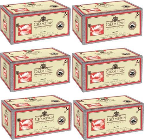 Tea Champion Saf Seylan Demlik Siyah Poşet Çay 100 Poşet X 6 Adet