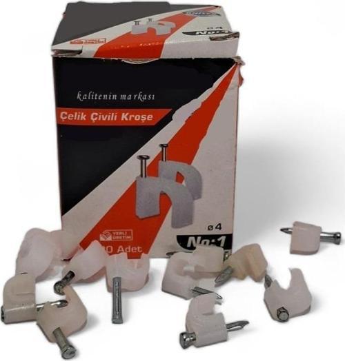 100 Adet  No 1 Çelik Çivili Kroşe 0.75 Kablo Kroşesi 11-4mm Beton Kablo Çivisi 