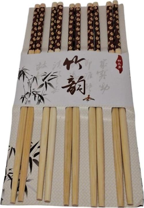 5 Çift Chopstick Desenli Ahşap Yemek Çubuğu Çin Çubuğu Noodle Sushi Çubuğu 10'lu Hashi