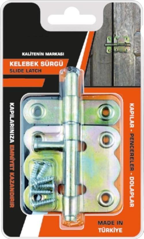 Kelebek Sürgü Kilit Kapı Pencere Dolap Kilidi Sürgülü Kilit 8-6 cm Sürgü Kilit
