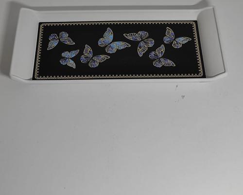 Modern Ethnic Küçük Kelebek Desenli Pleksi Küçük Boy Servis Sunum Tepsisi 29*13 Cm Çay Kahve Tepsisi 