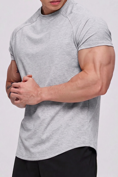 Erkek Spor Tişört Running Sports Gym Reglan Oval Kesim Penye T-shirt OVALT-SHİRT
