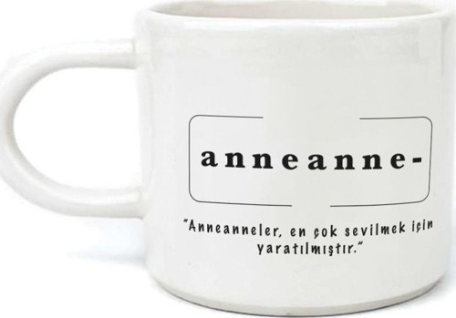 Anneanne Baskılı Beyaz Kulplu U Kupa