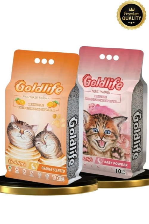 Gold Premium 2*10 Litre Kedi Kumu (Portakal 10 Litre + Bebe Pudralı 10 Litre Kedi Kumu)