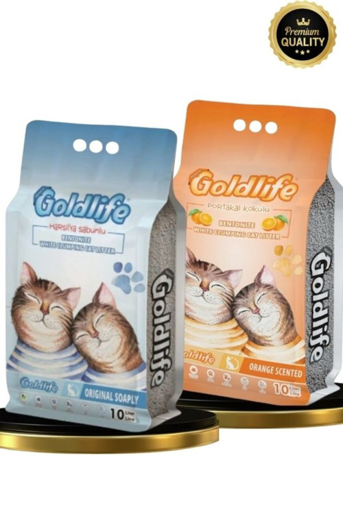 Gold Premium 2*10 Litre Kedi Kumu (Portakal Kokulu 10 Litre + M.Sabun Kokulu 10 Litre Kedi Kumu)