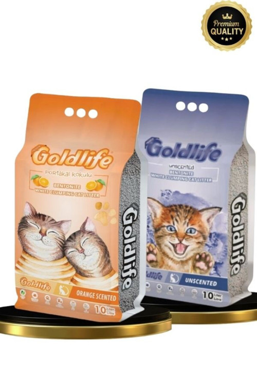 Gold Premium 2*10 Litre Kedi Kumu (Portakal 10 Litre + Kokusuz 10 Litre Kedi Kumu)