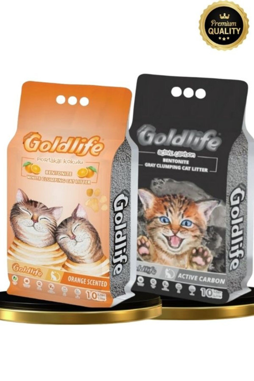 Gold Premium 2*10 Litre Kedi Kumu (Portakal 10 Litre + Aktif Karbon 10 Litre Kedi Kumu)