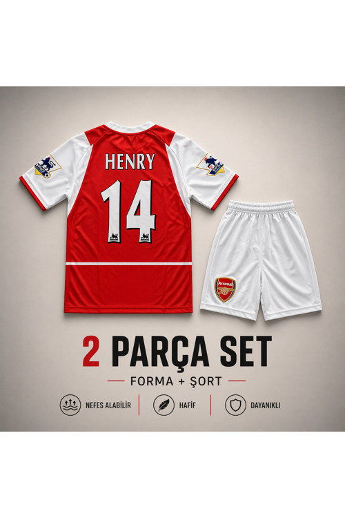 Arsenal.İç Saha Henry 14 Numara Nostaji Çocuk Forması Çorap Bileklik Hediye