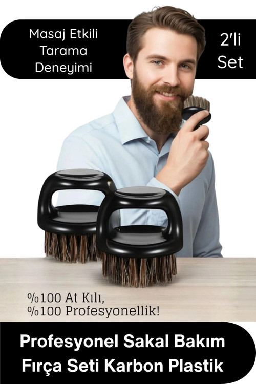 #Fırça Profesyonel berber sakal bakım fırça seti doğal at kılı karbon plastik ergonomik çiftli ense