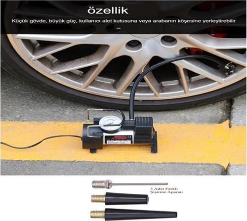 Mini Metal Gövde Kompresör Taşınabilir Lastik Şişirme Pompası Oto Araç Profesyonel Hava Pompası
