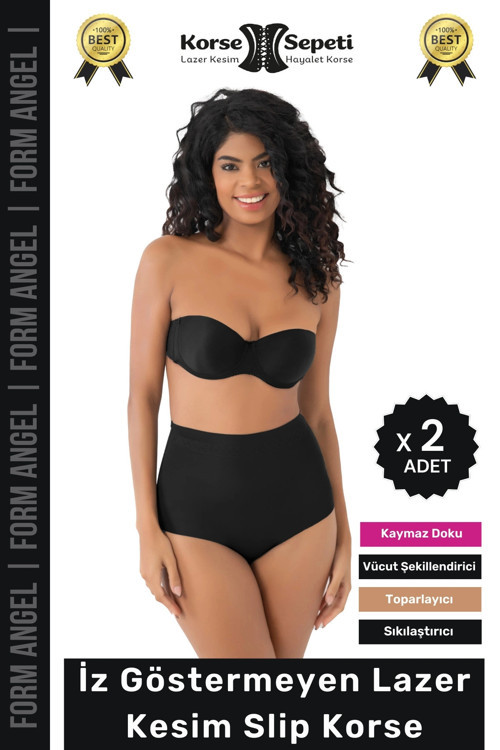 #Korse İz Yapmayan 2 Beden Küçülten Kaymaz Toparlayıcı Lazer Kesim Slip Korse - 2 Adet