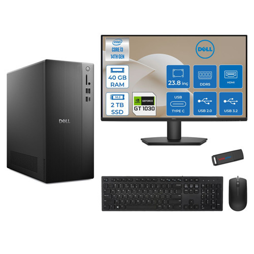 Tower ECT1250 Intel Core I3 14100 40GB Ddr5 2tb SSD 4GB/GT1030 23.8" Mon WIN11PRO Kurumsal Masaüstü Bilgisayar 10303ECT125014M23P15 + Zettausb