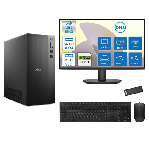 Tower ECT1250 Intel Core I3 14100 64GB Ddr5 2tb SSD 6GB/RTX3050 27" Mon Freedos Kurumsal Masaüstü Bilgisayar 30503ECT125014M27F23 + Zettausb