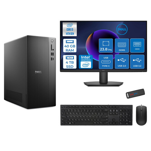 Tower ECT1250 Intel Core I3 14100 40GB Ddr5 4tb SSD UHD Graphics 730 23.8" Mon WIN11PRO Kurumsal Masaüstü Bilgisayar 3ECT125014M23P16 + Zettausb