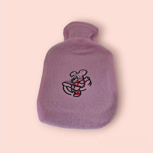 Çocuk Polarlı Sıcak Su Torbası Pembe Sevimli Figürlü Mini Sıcak Su Torbası Yıkanabilir 22-14 cm