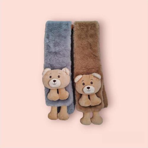 Peluş Boyunluk Puffy Atkı Rüzgar Geçirmez Sevimli Atkı Boyunluk Gri Kahve