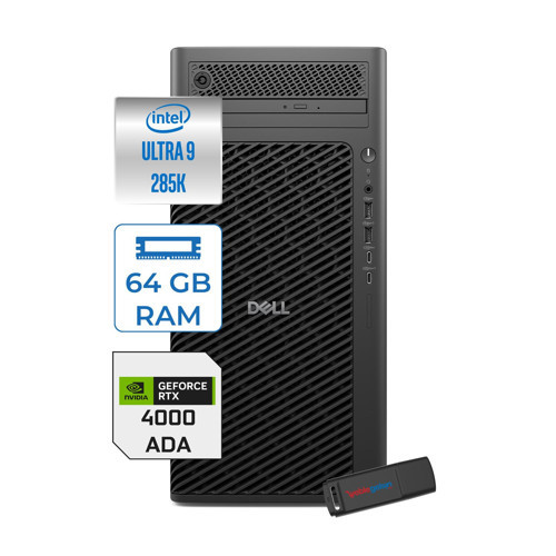 Pro Max Tower T2 Intel Core Ultra 9 285K 5.7 Ghz 64GB Ddr5 2tb SSD Windows 11 Pro Nvidia Rtx A4000 Ada 20GB Gddr7 Iş Istasyonu FCT2250285K4000P15 + Zetta Flash Bellek