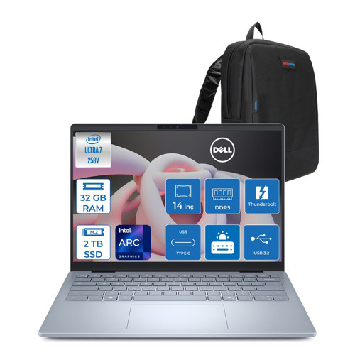 14 Plus Core Ultra 7 258V 32GB 2tb SSD Intel Arc 140V Gpu 14" 2.5k 2560X1600 300NITS Wi-Fi7 Freedos Kurumsal Bilgisayar DBCU7321WF11 + Zettaçanta