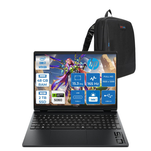 Hyperx Omen Laptop Intel Core I7 14650HX 48GB 2tb SSD 8GB/RTX5060/115W 15,3" Wuxga 165hz IPS 300NIT %62,5 Srgb Windows 11 Pro Gaming Bilgisayar DHP2RC3EAP19 + Zettaçanta