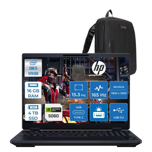 Hyperx Omen 15-GA0004NT Intel Core I5 14450HX 16GB Ddr5 4tb SSD Geforce RTX5060 8gb Freedos 15.3" Wuxga (1920X1200) IPS 300NITS 165Hz Oyuncu Bilgisayarı HOD2TT1EAF04 + Zetta Çanta