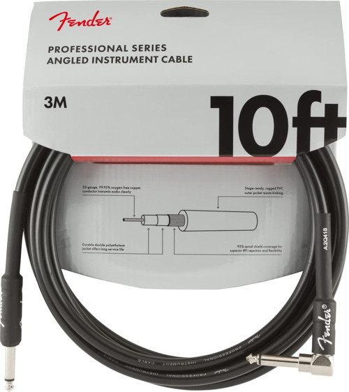 Professional Series Gitar Enstrüman Kablosu, 3 M, Düz/Açılı, Siyah