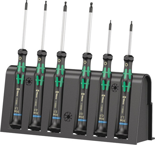 Wera Elektronikçi Tornavida Seti 2052/6 + Raf, 6 Parça, 05118156001