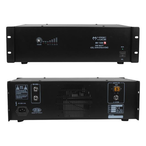 MV-1550 500 Watt 4-8 Ohm 100 Volt 19 Rack Hat Trafolu Power Anfi