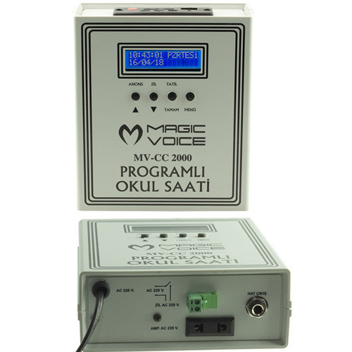 MV-CC2000 USB Duvar Tipi Programlı 20 Adet MP3 Formatı Zil / İstiklal Marşlı Akıllı Dijital Okul Saati (Çan T