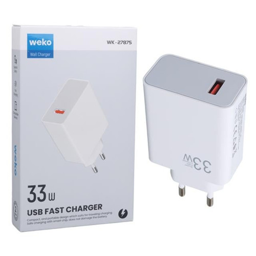 WK-27875 M11 Beyaz 33 Watt Turbo Usb Şarj Başlık Adaptörü