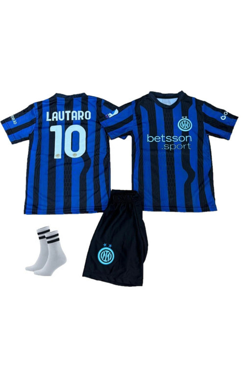 Lautaro Martinez İnter 2025/2026 Sezon Futbol Çocuk Forması 3'Lü Set Çorap Hediyeli