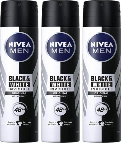 Invisible Black & White Original Erkek Deodorant Sprey 150 Ml 3'lü