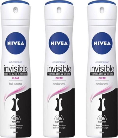 Invisible For Black & White Clear 150 ml 3 Adet Deo Sprey