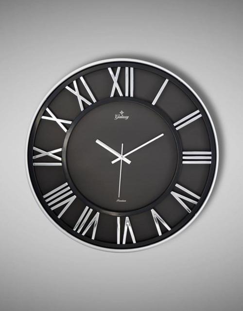 Premium Serisi Modern Tasarımlı Roma Rakamlı 40 cm Duvar Saati Siyah-Gri